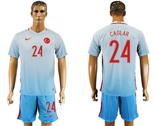 Turkey #24 Caglar Away Soccer Country Jersey - Click Image to Close